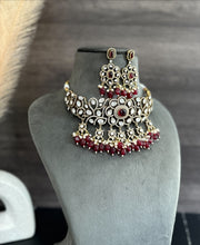 Load image into Gallery viewer, Ruby moissanite Golden Beads Choker set

