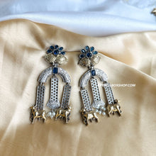 Load image into Gallery viewer, German Silver Nandi Dual Tone Dangling earrings
