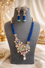 Load image into Gallery viewer, Solitaire Long Pink Mint Blue MM Necklace set
