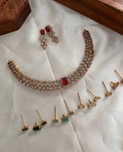 Load image into Gallery viewer, Changeable american diamond designer Necklace set Temple jewelry
