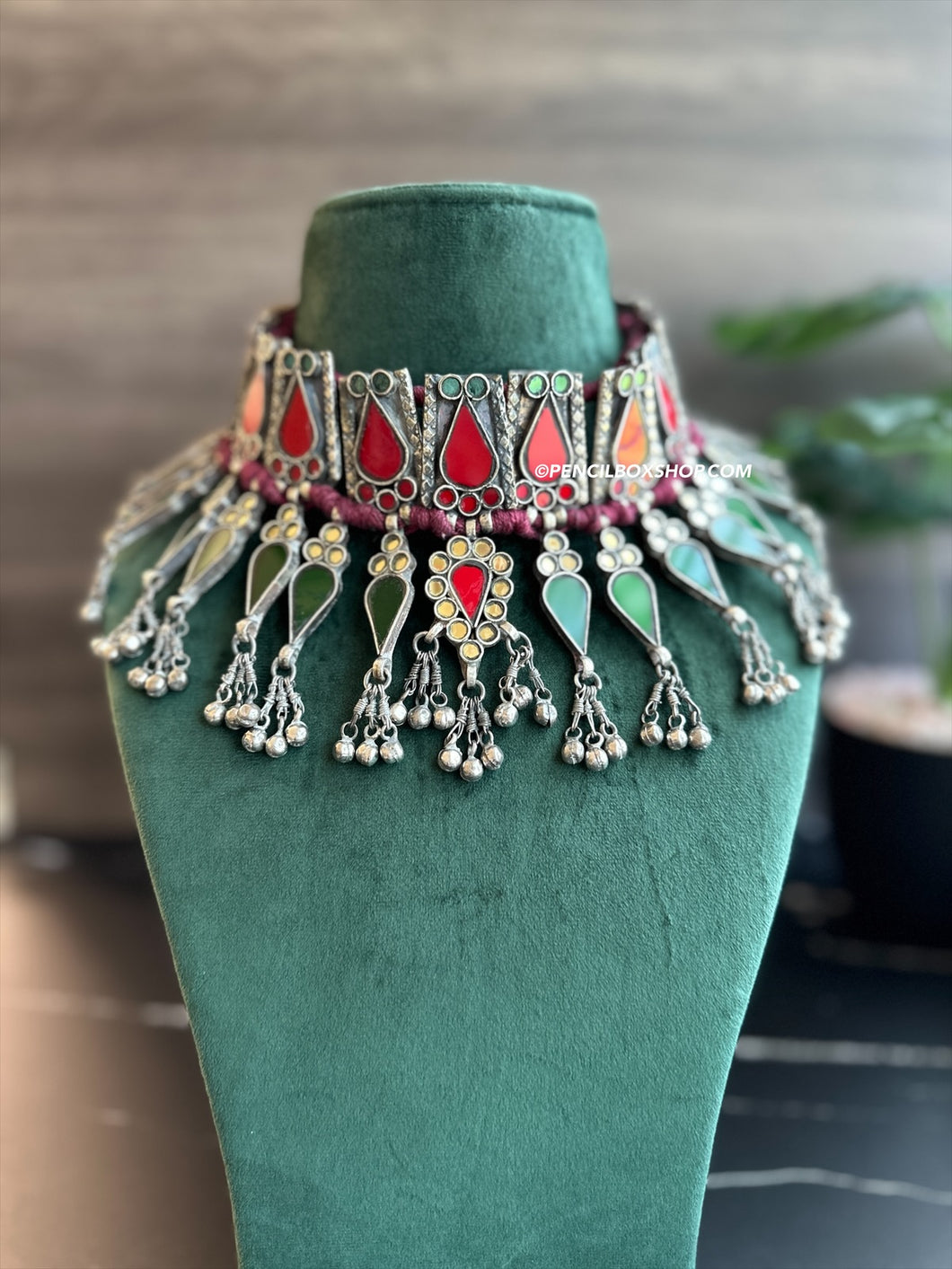 Afghani Mirror Multicolor Navratri Choker Necklace