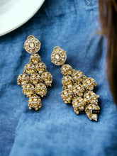 Load image into Gallery viewer, kundan Layered Jhumka Mint Pearl Statement Jhumka Earrings
