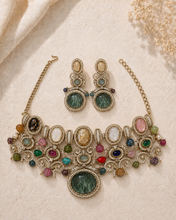 Load image into Gallery viewer, Sabya Inspired Celebrity Multicolored Gemstones Premium choker Necklace set
