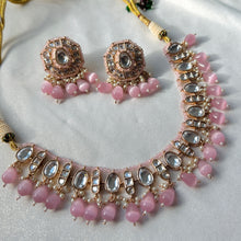 Load image into Gallery viewer, Crystal Kundan polki Tayani Beads Premium Necklace set
