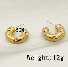 Load image into Gallery viewer, Stainless steel gold plated white hoop earrings IDW
