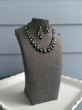 Load image into Gallery viewer, Lena-Blue American Diamond Invisible Setting Dainty Victorian Finish necklace set
