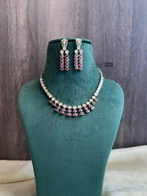 Load image into Gallery viewer, Dainty Tayani Baguette premium Gold plated necklace set
