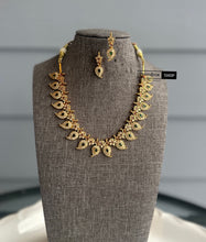 Load image into Gallery viewer, Multicolor Mango shape kemp stone pearl Necklace set  temple jewelry
