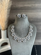 Load image into Gallery viewer, Anaya Flower Victorian White American Diamond Necklace set
