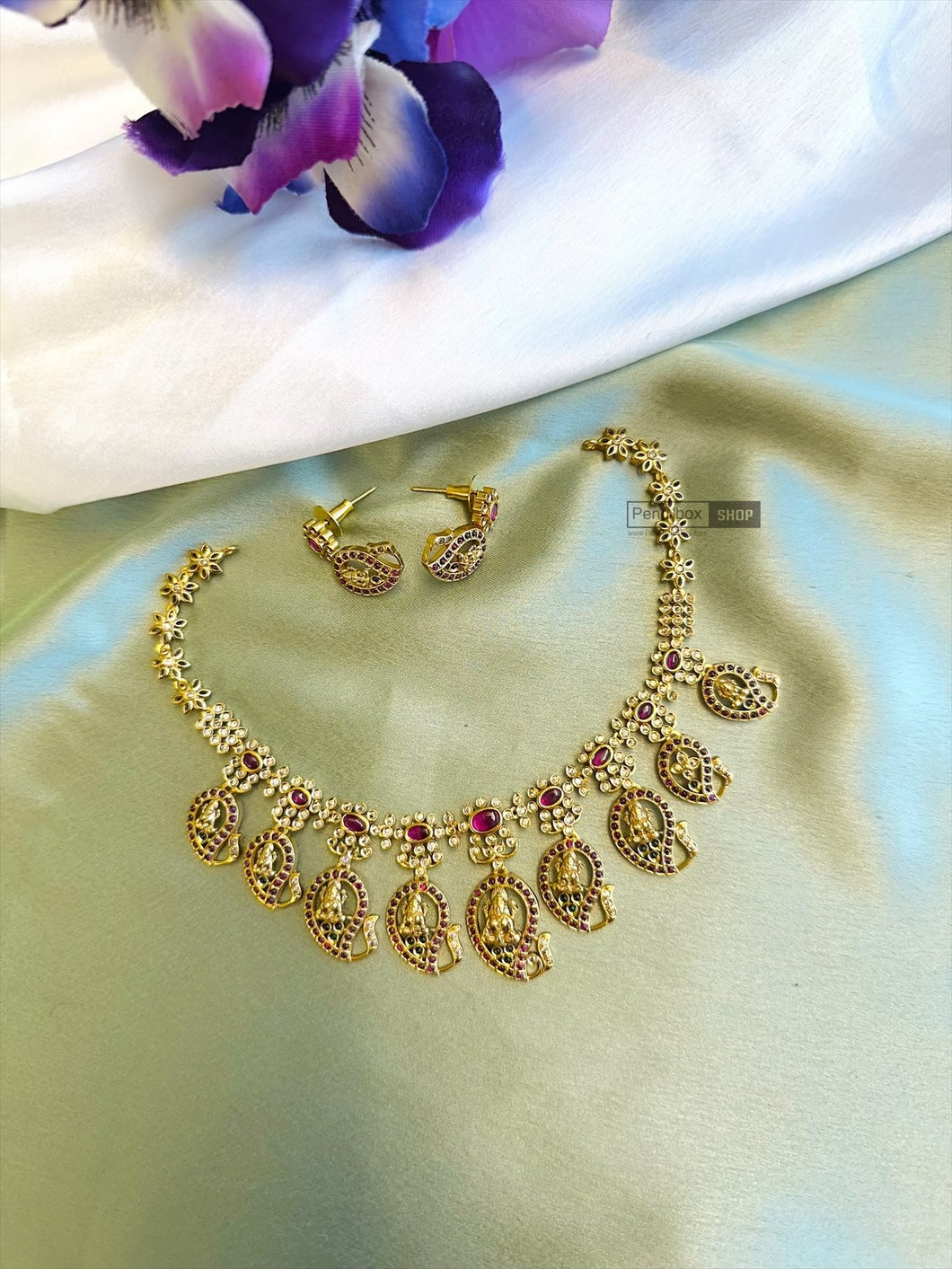 Lakshmi ji Mango Ethnic Temple  Necklace set