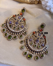 Load image into Gallery viewer, Sabya Cz Stone chandbali Designer inspired Heritage earrings
