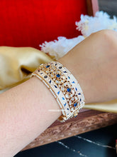Load image into Gallery viewer, Ruby Ivory Meenakari tayani 22k gold plated Board Statement kada bangle
