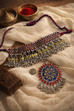 Load image into Gallery viewer, Afghani Real Mirror choker Ghungroo Navratri Necklace
