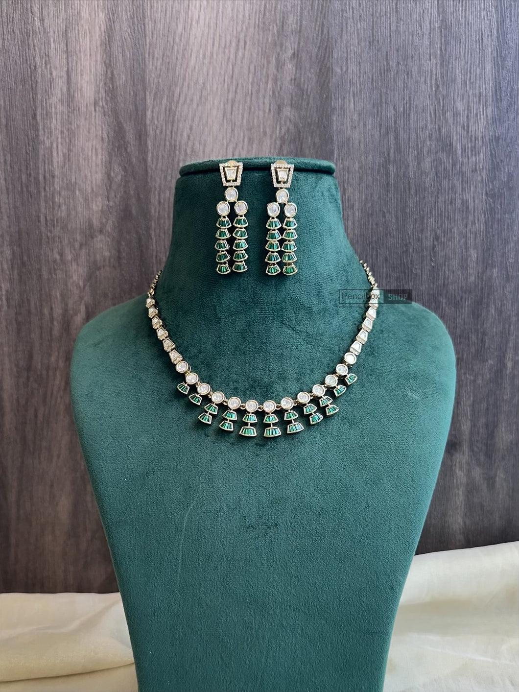 Dainty Tayani Baguette premium Gold plated necklace set