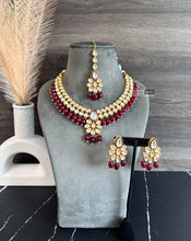 Load image into Gallery viewer, Rani Ruby Drop Kundan back Meenakari Necklace set
