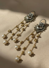 Load image into Gallery viewer, 92.5 coated Long Pearl Fusion Light weight Kashmiri earrings
