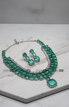 Load image into Gallery viewer, American diamond Solitaire Rhinestone three layer Doublet Designer Necklace set
