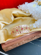 Load image into Gallery viewer, Ruby Ivory Meenakari tayani 22k gold plated Board Statement kada bangle

