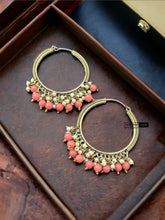 Load image into Gallery viewer, Kundan Beads Hanging Beads Hoop earrings
