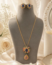 Load image into Gallery viewer, Sabya Inspired Celebrity Multicolored Gemstones Pendant Necklace set
