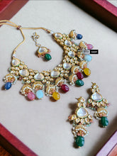 Load image into Gallery viewer, Kundan Meenakari Back Meenakari Jhumka Heavy Designer Necklace set
