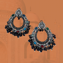 Load image into Gallery viewer, American Diamond Designer Multicolor Kundan Chandbali Cz Earrings
