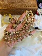 Load image into Gallery viewer, Heritage Rajwadi Green Ruby Designer Statement Necklace set
