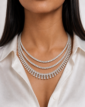 Load image into Gallery viewer, Layered Diamond Solitaire Looking Tennis Necklace set
