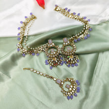 Load image into Gallery viewer, Colors-Golden Mirror Big Pearl jhumka Earrings with Maangtikka
