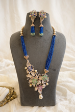 Load image into Gallery viewer, Solitaire Long Pink Mint Blue MM Necklace set
