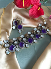 Load image into Gallery viewer, Jaguar Purple moissanite doublet Choker necklace set
