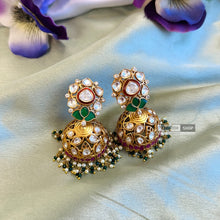 Load image into Gallery viewer, Pachi Kundan Moissanite ethnic jhumkas

