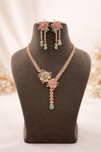 Load image into Gallery viewer, Solitaire Long Pink Mint MM Necklace set
