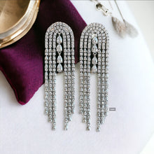 Load image into Gallery viewer, American diamond tassel Long Dangling Earrings
