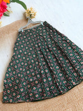 Load image into Gallery viewer, Green Patola Free size Soft Silk Skirt
