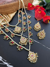 Load image into Gallery viewer, Exclusive Three Layered Pachi Kundan Maharani Necklace set
