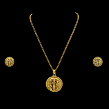 Load image into Gallery viewer, Ram Darbar gold antique Temple Pendant Necklace set
