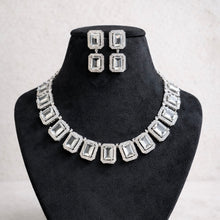Load image into Gallery viewer, Designer Silver Finish American Diamond Necklace set

