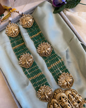 Load image into Gallery viewer, Temple god Peacock Statement Designer Mala Necklace set
