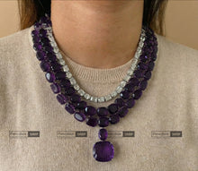 Load image into Gallery viewer, American diamond Solitaire Rhinestone three layer Doublet Designer Necklace set
