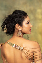 Load image into Gallery viewer, ‘Mira’ Heritage Rajwadi Green White Pearl Long Mala Necklace set
