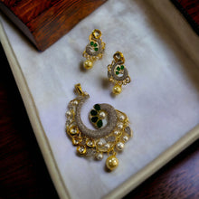 Load image into Gallery viewer, American diamond Golden pearl kundan Pendant pendant set
