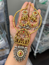 Load image into Gallery viewer, German Silver Dual Tone Elephant Golden necklace set
