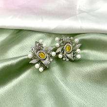 Load image into Gallery viewer, American Diamond Pearl Designer Big Stud Earrings

