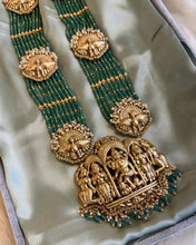 Load image into Gallery viewer, Temple god Peacock Statement Designer Mala Necklace set
