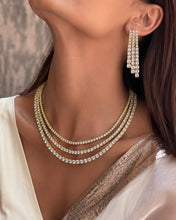 Load image into Gallery viewer, Diamond Solitaire Looking three Layer Tennis Necklace set
