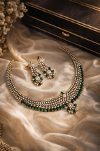 Load image into Gallery viewer, Premium Cz dainty ethnic Temple Necklace set
