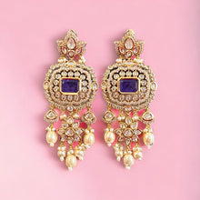 Load image into Gallery viewer, 22k gold plated Doublet Pearl drop Tayani dangling Earrings
