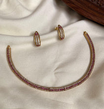 Load image into Gallery viewer, Dainty Premium Cz necklace Ethnic Temple set

