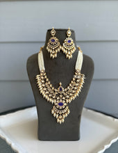 Load image into Gallery viewer, Double Layered Purple Doublet Tayani 22k gold plated necklace set
